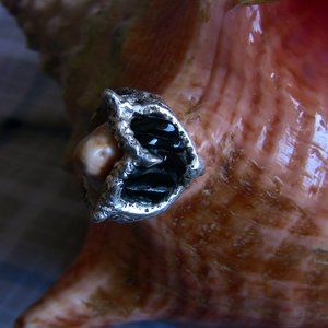 Molchanov freediving inspired ring in pure silver and coral